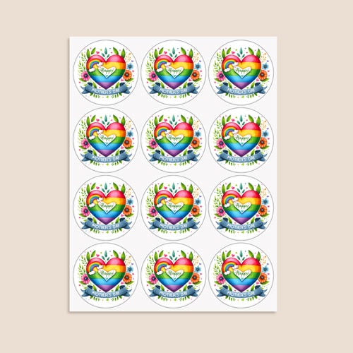 Mother's Day Rainbow Round Stickers 60mm - Sheet of 12 Product Gallery Image