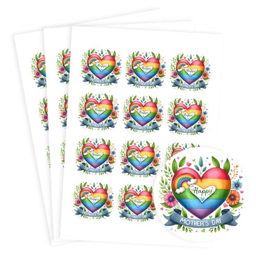 Mother's Day Rainbow Round Stickers 60mm - Sheet of 12 Product Gallery Image