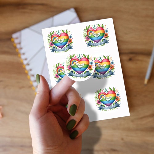 Mother's Day Rainbow Round Stickers 88mm - Sheet of 6 Product Gallery Image