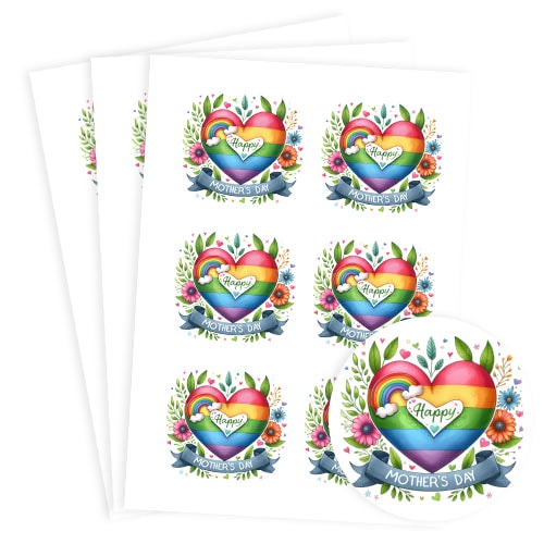 Mother's Day Rainbow Round Stickers 88mm - Sheet of 6 Product Gallery Image