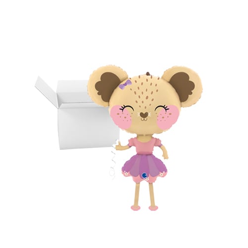 Mouse Ballerina Walking Pet Foil Helium Balloon - Inflated Balloon in a Box Product Gallery Image