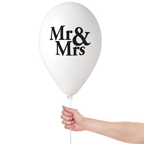 Mr & Mrs Just Married White Latex Balloons 33cm / 13 in - Pack of 6 Product Gallery Image