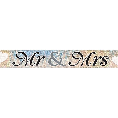 Mr & Mrs Wedding Holographic Foil Banner 3.65m