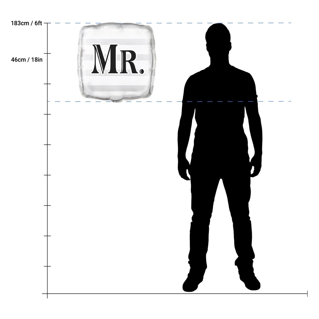 Mr Silver Square Foil Helium Balloon 46cm / 18 in Product Gallery Image