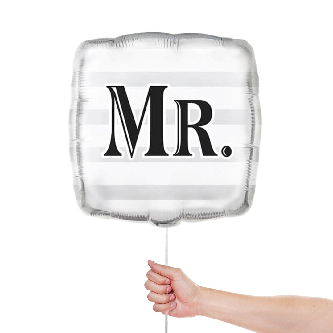 Mr Silver Square Foil Helium Balloon 46cm / 18 in Product Gallery Image