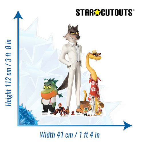 Mr Wolf, Mr Piranha, Mr Snake & Ms Tarantula Bad Guys Lifesize Cardboard Cutouts 112cm - Pack of 4 Product Gallery Image