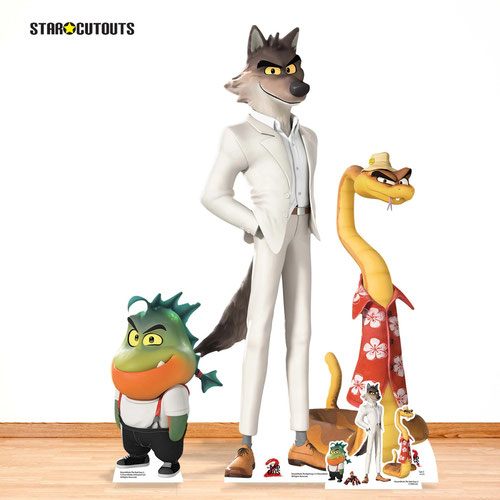 Mr Wolf, Mr Piranha, Mr Snake & Ms Tarantula Bad Guys Lifesize Cardboard Cutouts 112cm - Pack of 4 Product Gallery Image