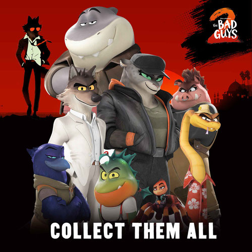 Mr Wolf, Mr Piranha, Mr Snake & Ms Tarantula Bad Guys Lifesize Cardboard Cutouts 112cm - Pack of 4 Product Gallery Image