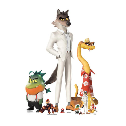 Mr Wolf, Mr Piranha, Mr Snake & Ms Tarantula Bad Guys Lifesize Cardboard Cutouts 112cm - Pack of 4 Product Gallery Image