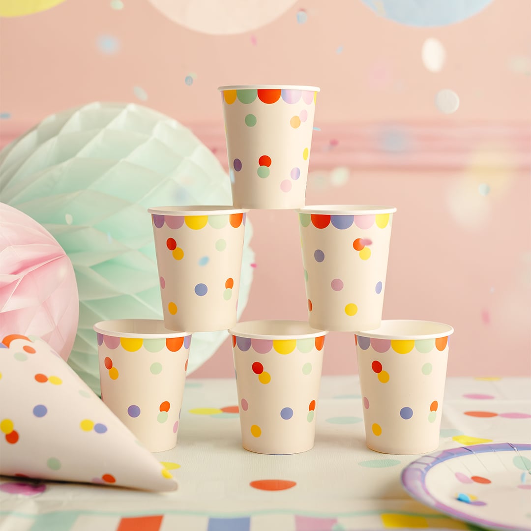 Multicolour Confetti Dots Paper Cups 220ml - Pack of 6 View 2