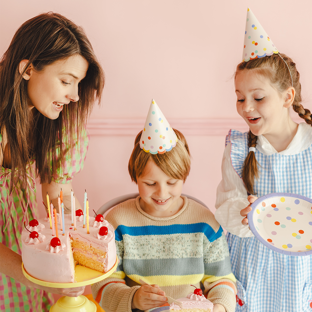 Multicolour Confetti Dots Paper Party Hats - Pack of 6 View 3