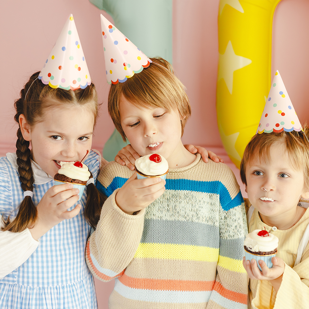 Multicolour Confetti Dots Paper Party Hats - Pack of 6 View 4