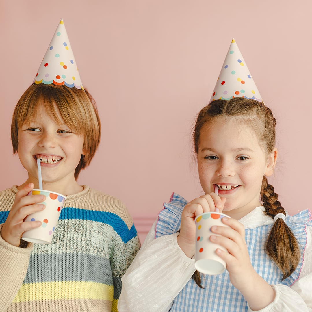 Multicolour Confetti Dots Paper Party Hats - Pack of 6 View 2