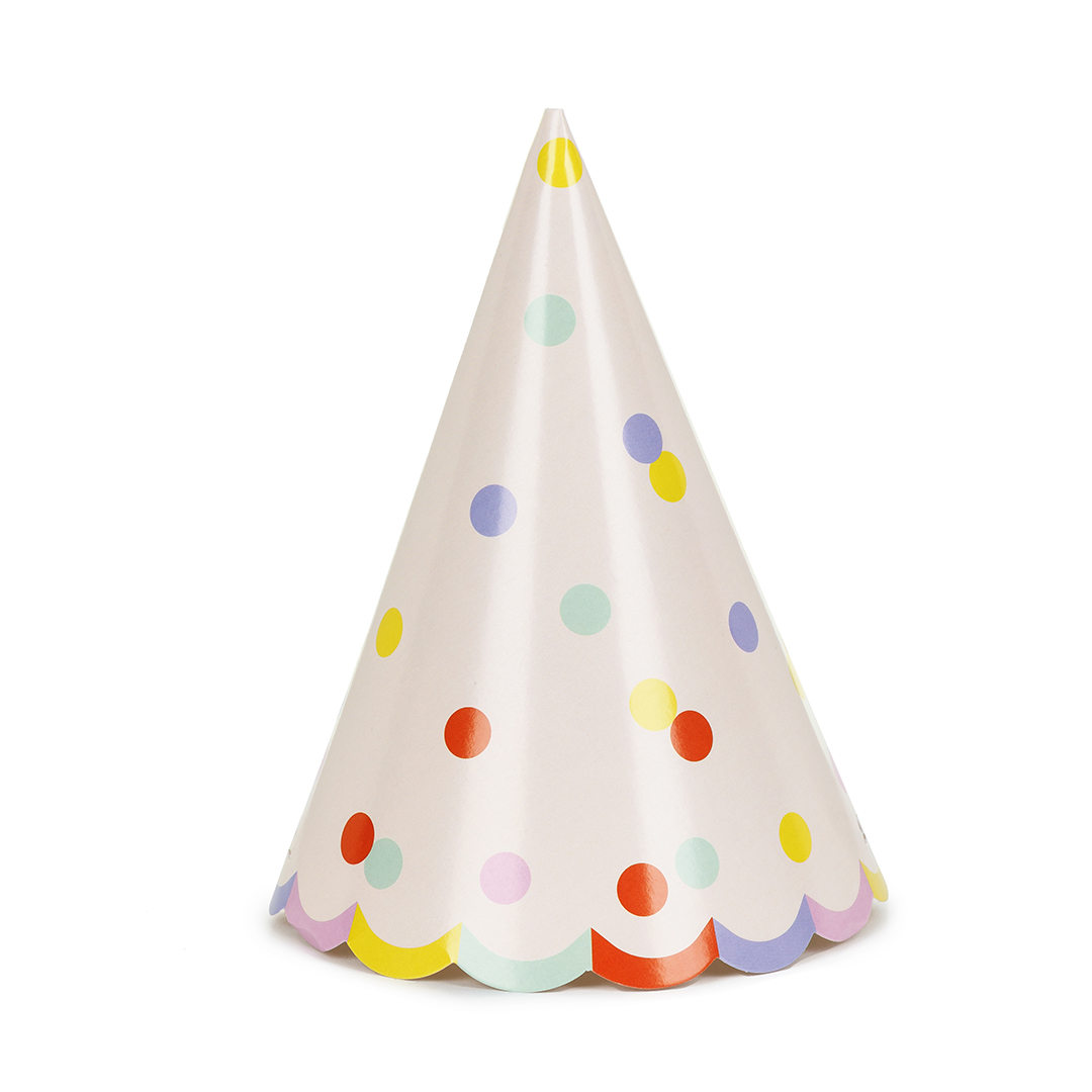 Multicolour Confetti Dots Paper Party Hats - Pack of 6
