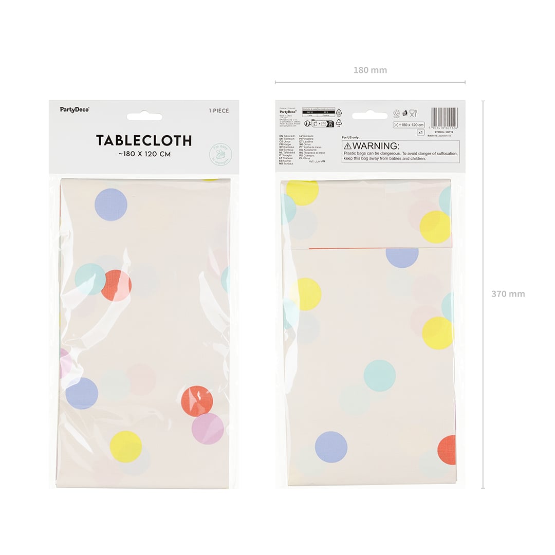 Multicolour Confetti Dots Paper Tablecover 180cm x 120cm View 5