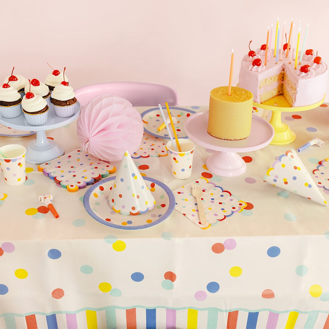 Multicolour Confetti Dots Paper Tablecover 180cm x 120cm View 2