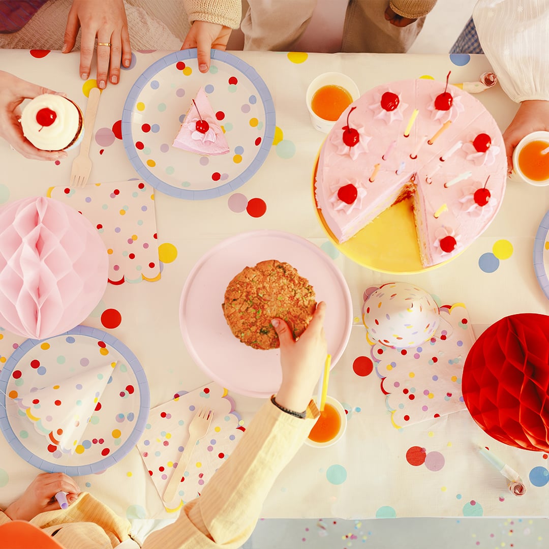 Multicolour Confetti Dots Round Paper Plates 23cm - Pack of 6 View 5
