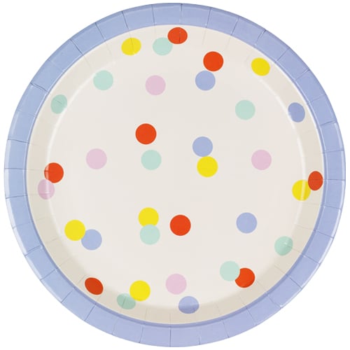 Multicolour Confetti Dots Round Paper Plates 23cm - Pack of 6