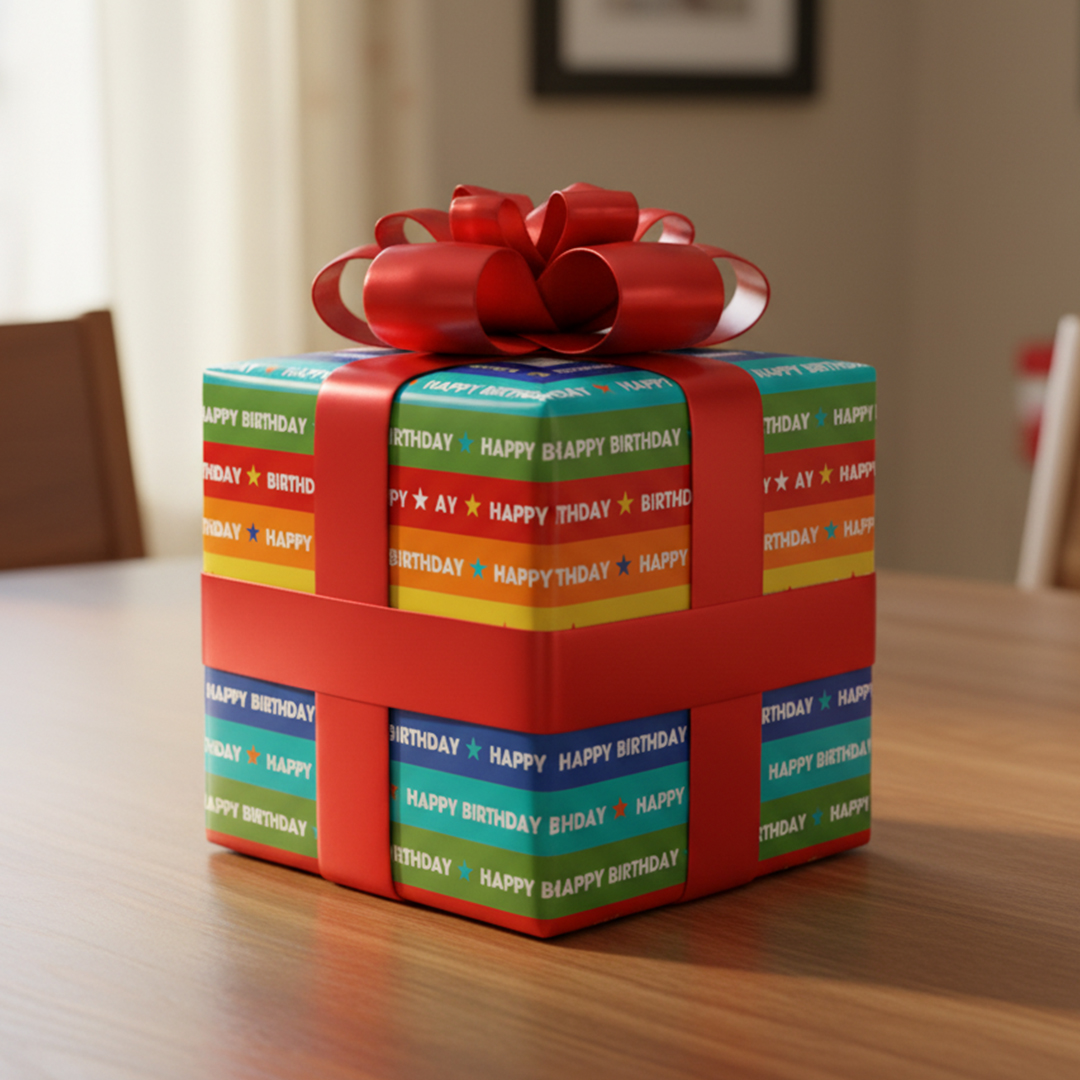 Multicolour Happy Birthday Gift Wrapping Paper Roll 3m