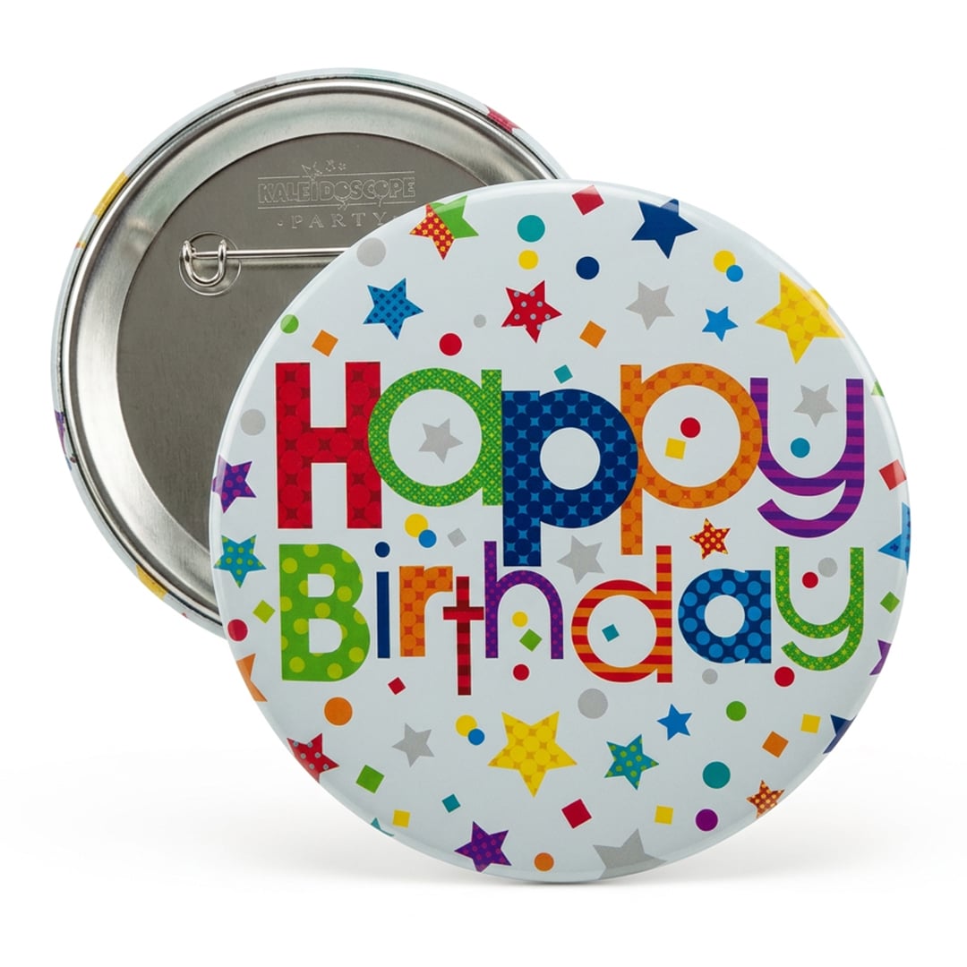 Multicolour Stars Happy Birthday Badge 15cm