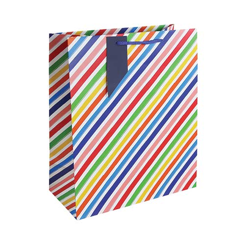 Multicoloured Stripes Large Gift Bag 33cm Product Image