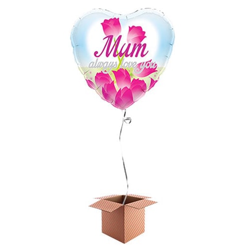 Mum Always Love You Heart Shape Foil Balloon - Inflated Balloon in a Box