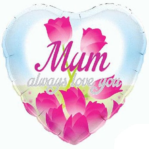 Mum Always Love You Heart Shape Foil Helium Balloon 46cm / 18 in Product Image