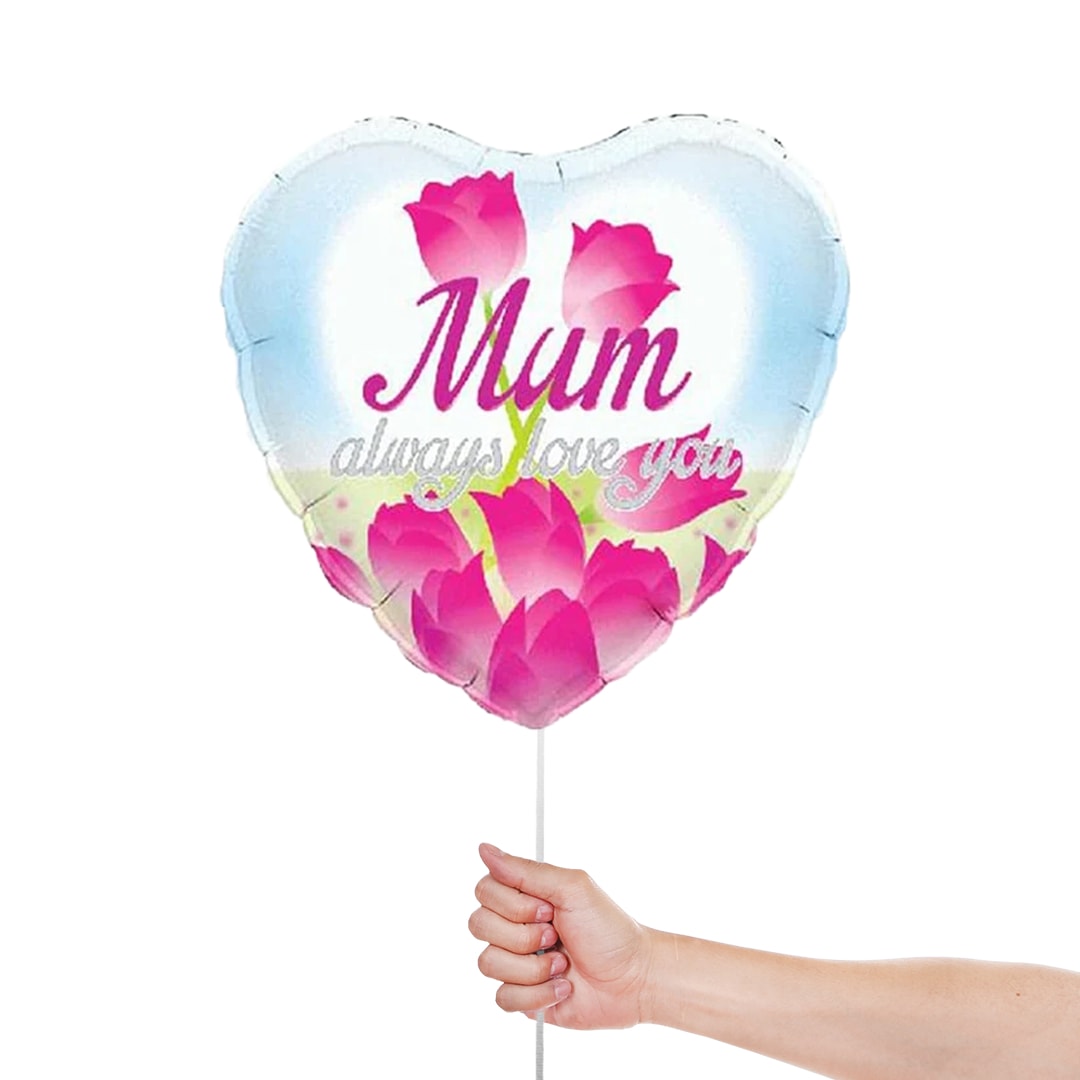 Mum Always Love You Heart Shape Foil Helium Balloon 46cm / 18 in Product Gallery Image