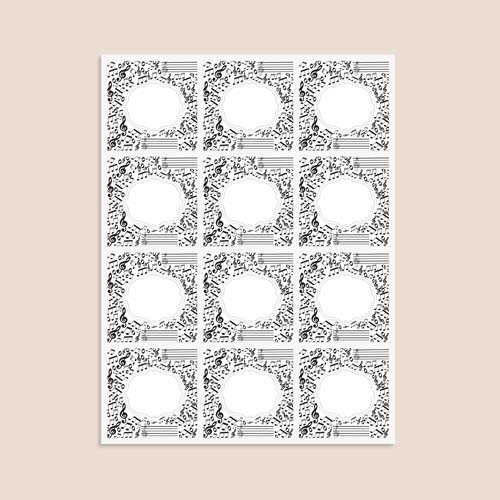 Music Design 65mm Square Sticker sheet of 12 Product Gallery Image