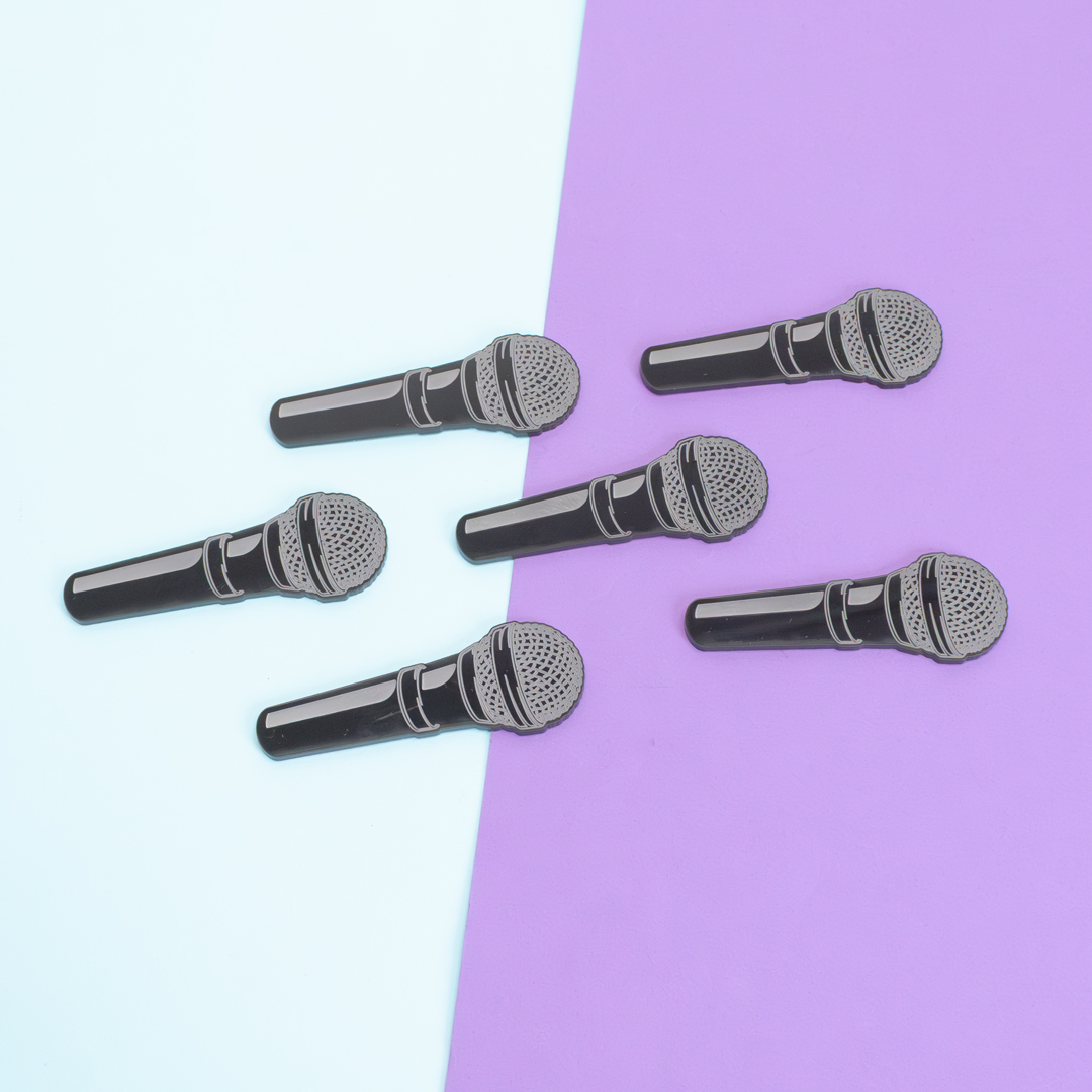 Music Microphone Acrylic Cake Charm Toppers - Pack of 6 Product Gallery Image