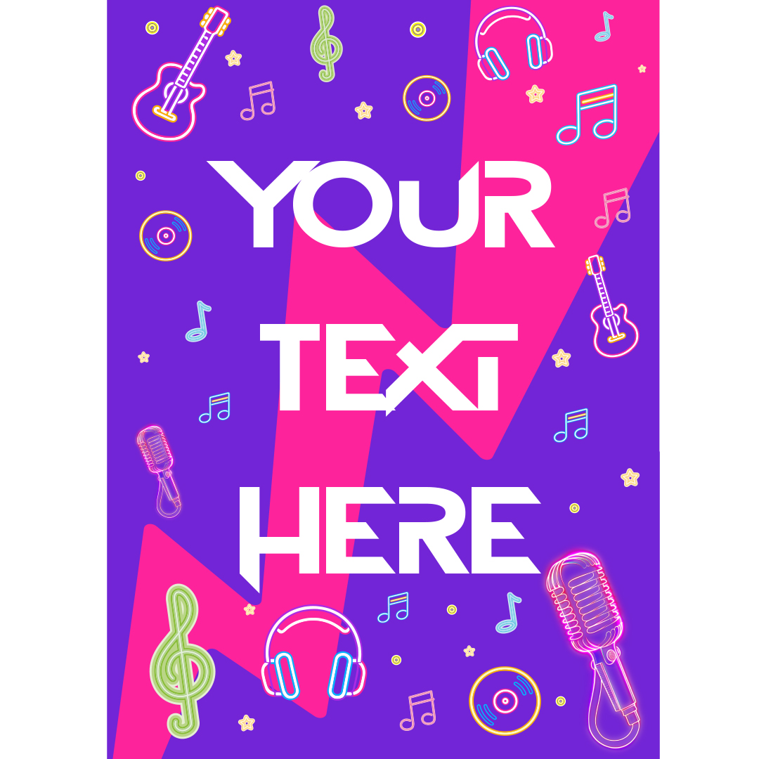 Music Themed Purple Design Poster PVC Personalised Party Sign Decoration Product Gallery Image