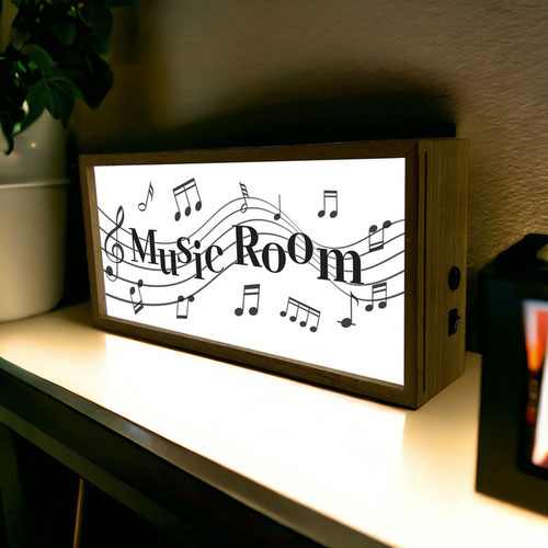 Music Room LED Light Box Wood Room Sign Product Gallery Image