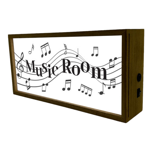 Music Room LED Light Box Wood Room Sign Product Gallery Image