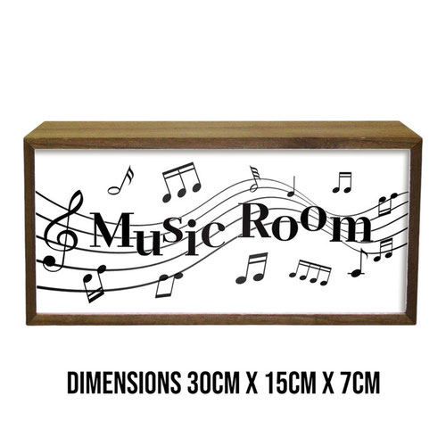 Music Room LED Light Box Wood Room Sign Product Gallery Image