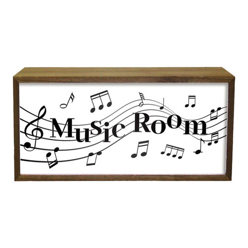 Music Room LED Light Box Wood Room Sign Product Gallery Image