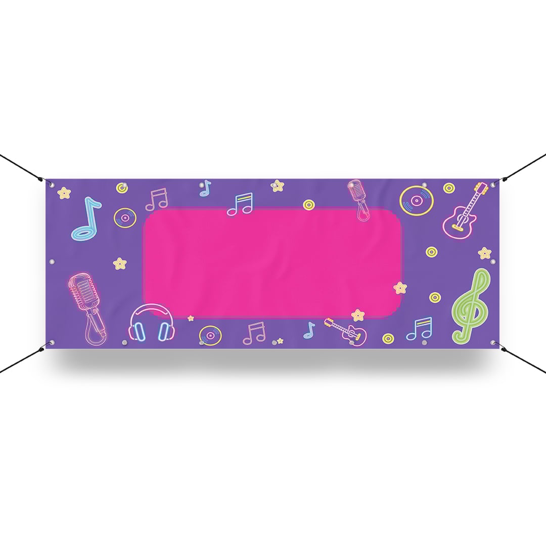 Music Themed Purple Design Small Personalised Banner 4ft x 2ft