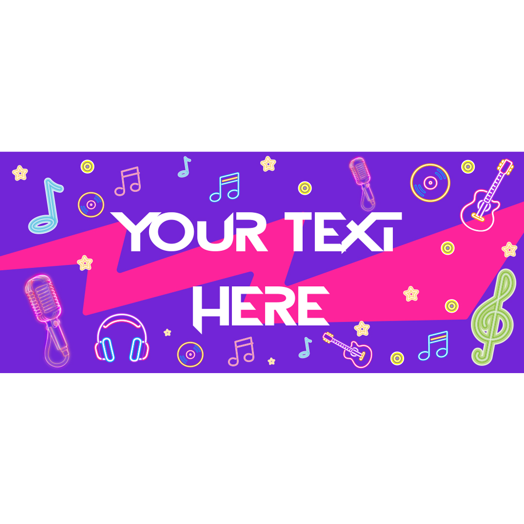 Music Themed Purple Design PVC Personalised Party Sign Decoration