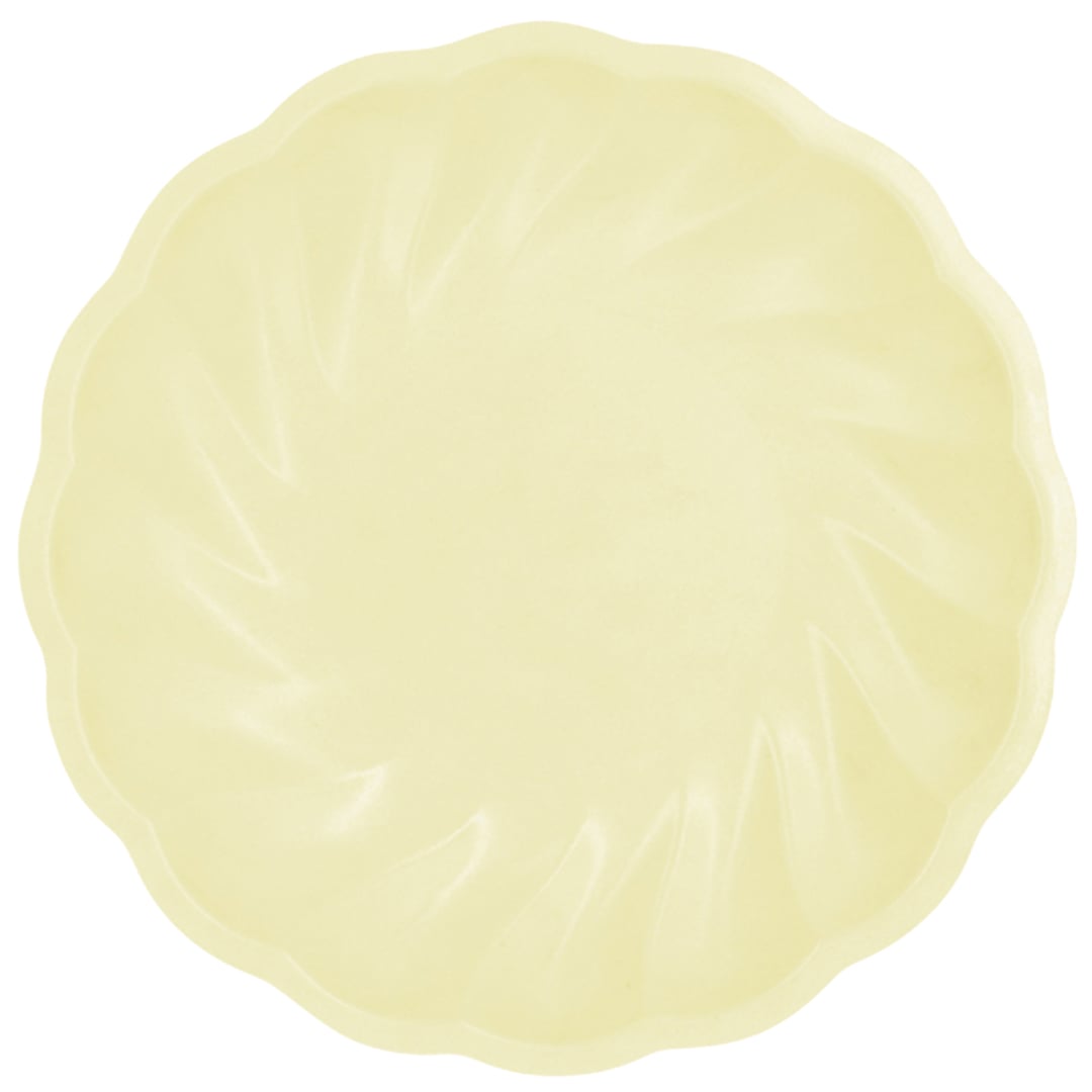 Muted Yellow Compostable Vert Decor Round Petal Paper Plates 23cm - Pack of 6