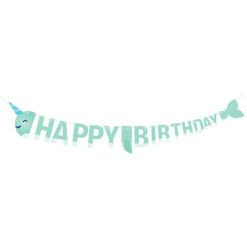 Narwhal Party Shaped Happy Birthday Cardboard Letter Banner 207cm Product Image