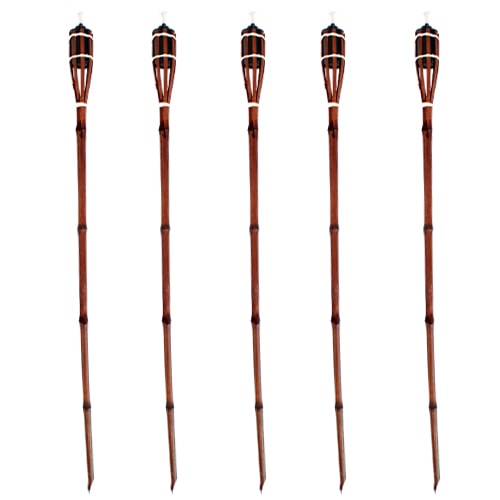Natural Dark Brown Bamboo Garden Torch 120cm - Pack of 5 Product Gallery Image