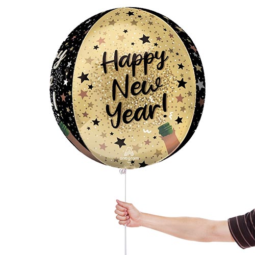 Natural Sparkle New Year Orbz Foil Helium Balloon 38cm / 15 in Product Gallery Image