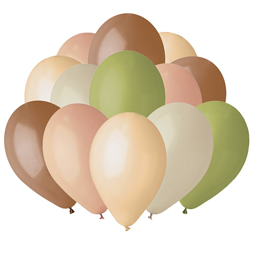Natural Tones Brown, Olive Green, Misty Rose, Latte Cream & Blush Nude Assorted Latex Balloons 23cm / 9 in - Pack of 50 Bundle Product Image