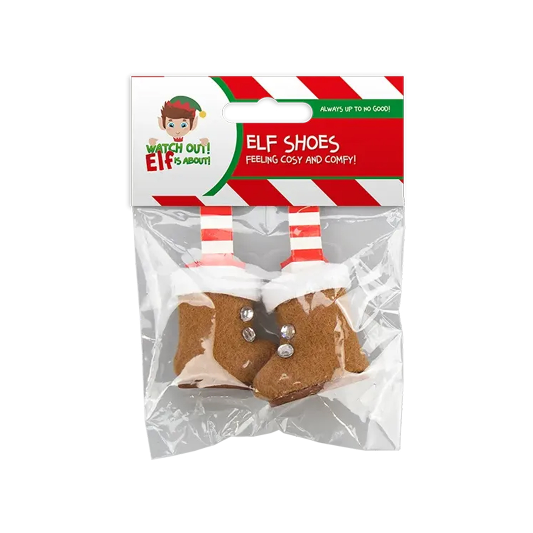 Naughty Christmas Elf Brown Fur Trimmed Shoes Dress Up Doll Accessory