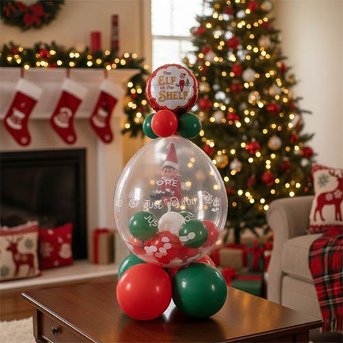 Naughty Elf Arrival Special Delivery Christmas Stuffed Balloon - Inflated Balloon In A Box