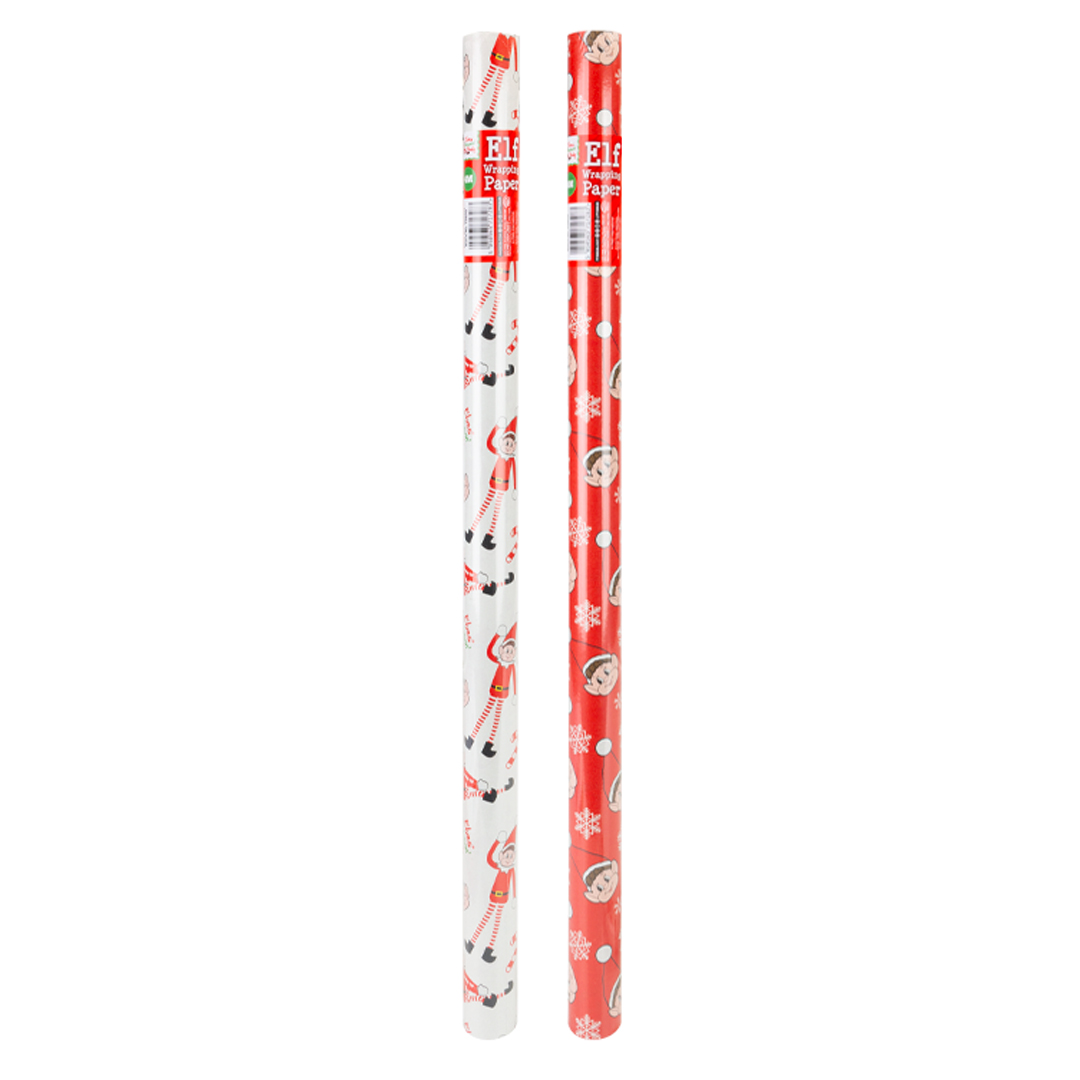 Naughty Elf Christmas Gift Wrapping Paper Roll 4m View 2