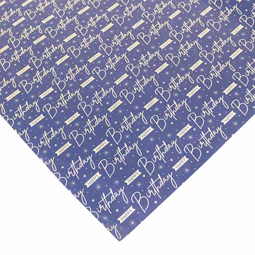 Navy & Gold Blue Happy Birthday Gift Wrapping Paper Roll 3m Product Gallery Image
