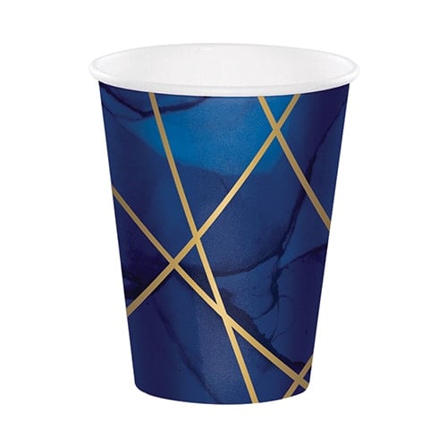 Navy & Gold Geode Foiled Paper Cups 266ml - Pack of 8 Product Image