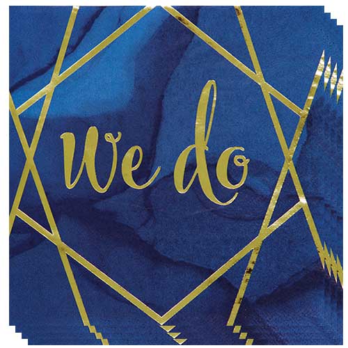 Navy & Gold Geode Foiled We Do Luncheon Napkins 33cm 3Ply - Pack of 16 Product Image