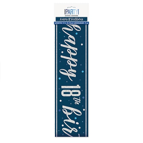 Navy Blue Glitz 18th Birthday Holographic Foil Banner 274cm Product Gallery Image