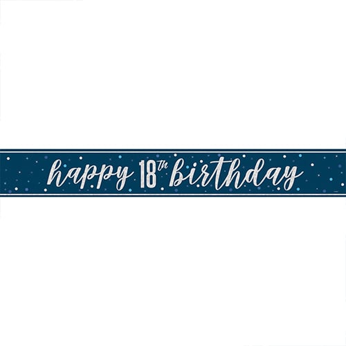 Navy Blue Glitz 18th Birthday Holographic Foil Banner 274cm Product Gallery Image
